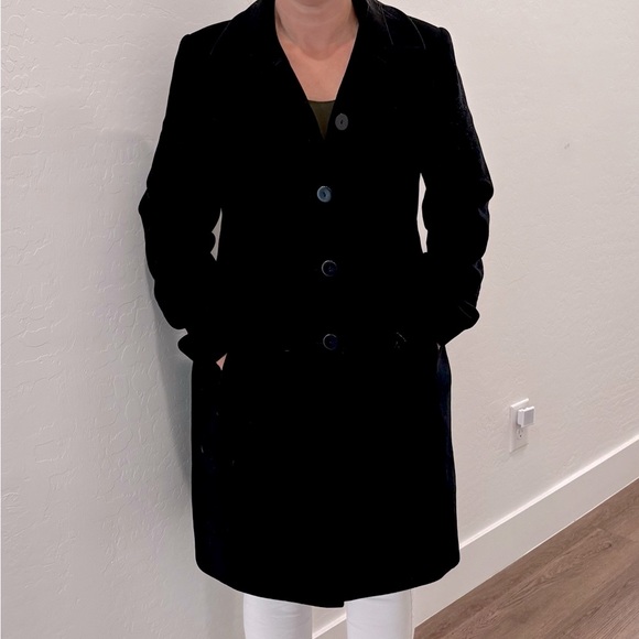 Women’s *Larry Levine* Design Elegant Black Lambswool & Cashmere Wool Coat - Picture 3 of 10